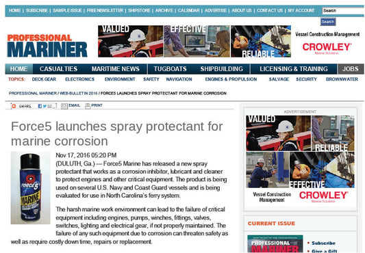 Force5 Launches Spray Protectant for Marine Corrosion.